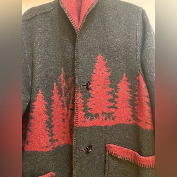 Vintage Wooded River Reversible Wool Blend Long Warm Coat Moose Size Medium - Picture 2 of 11